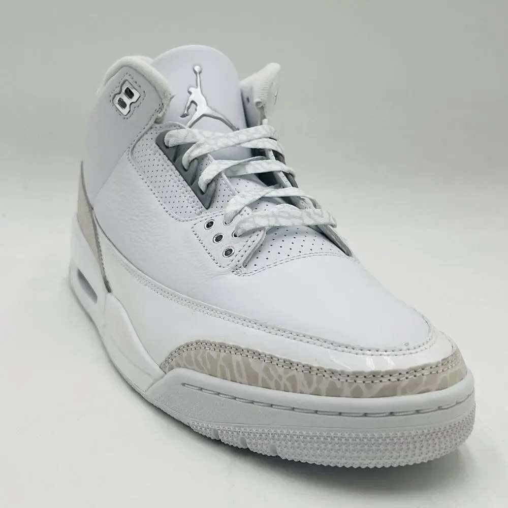 Nike Air Jordan 3 Retro White Silver Sneakers CT8532 111 Men Size 11 NEW